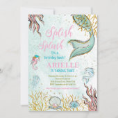 ミントグリッターマーメイドテール海の下 招待状 (正面)