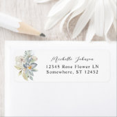 ミントグリーナリー&ホワイトフローラ差出人住所 ラベル (インサイチュ)