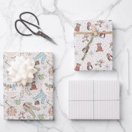 ミントグリーベビーその冷たい外の冬のベビーシャワー ラッピングペーパーシート