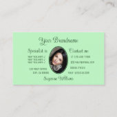 ミントグリーンかわいいハートシックとモノグラムと写真 名刺 (裏面)