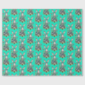 ミントグリーンかわいい水の色バニーフローライースター ラッピングペーパー (フラット)