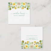 ミントグリーンとイエローのフローラエレガントメイクアップアーティスト スクエア名刺 (正面/裏面)