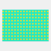 ミントグリーンとイエローの可愛いレトロドットパターン ラッピングペーパーシート (正面2)