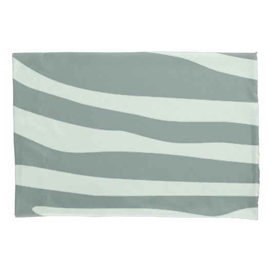 ミントグリーンとクリーム、および黒ゼブラ印刷 枕カバー (正面)