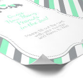 ミントグリーンとグレーのストライプゾウ – 説明 ポスター (角)