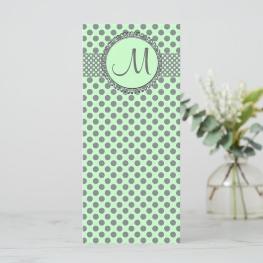 ミントグリーンとグレー水玉模様 – モノグラムセイラー (スタンド正面)