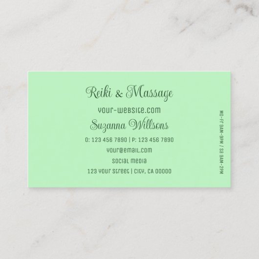 ミントグリーンとゴージャスなハートとモノグラムかわいい 名刺 (裏面)