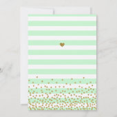 ミントグリーンとゴールドのジェンダーニュートラルベイビースプリンクル 招待状 (裏面)