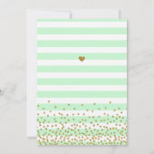 ミントグリーンとゴールドの性別問わずベイビースプリンクル 招待状 (裏面)