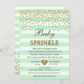ミントグリーンとゴールドの性別問わずベビーシャワー 招待状 (正面/裏面)