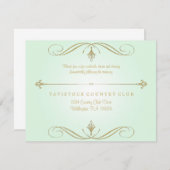 ミントグリーンとゴールドの結婚式の受付カード エンクロージャーカード (正面/裏面)
