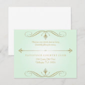 ミントグリーンとゴールドの結婚式受付カード エンクロージャーカード (正面/裏面)