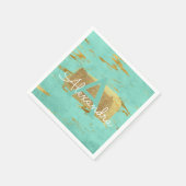 ミントグリーンとゴールドフォイル大理石エレガント誕生日 スタンダードカクテルナプキン (角)