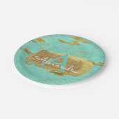 ミントグリーンとゴールドフォイル大理石エレガント誕生日 ペーパープレート (アングル)