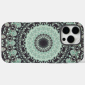 ミントグリーンとチャコールグレーの曼荼羅模様 Case-Mate iPhoneケース (裏面 (横))