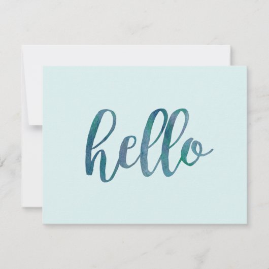 ミントグリーンとティール(緑がかった色)水色こんにちは ノートカード (正面)