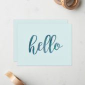 ミントグリーンとティール(緑がかった色)水色こんにちは ノートカード (正面/裏面インサイチュ)