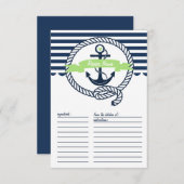 ミントグリーンとネイビー航海ののストライプレシピカード (正面/裏面)