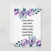 ミントグリーンとパープルの結婚式テーブルナンバー席次表 招待状 (裏面)