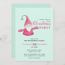 ミントグリーンとピンクかわいい格言クリスマス 招待状