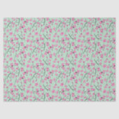 ミントグリーンとピンクさくらんぼパターン(の模様が)ある 薄葉紙 (正面)