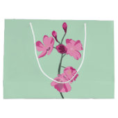 ミントグリーンとピンクさくらんぼパーソナライズされた ラージペーパーバッグ (裏面)