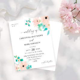 ミントグリーンとピンクのフラワーモチーフの結婚式