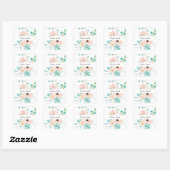 ミントグリーンとピンクのフローラルサンクス2 スクエアシール (シート)