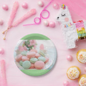ミントグリーンとピンクのマカロン ペーパープレート (パーティー)