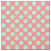 ミントグリーンとピンクの水玉模様パターン ファブリック (見本)