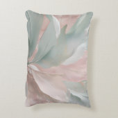 ミントグリーンとピンクの沿岸植物学プリント アクセントクッション (裏面(縦))