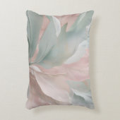 ミントグリーンとピンクの沿岸植物学プリント アクセントクッション (正面(垂直))