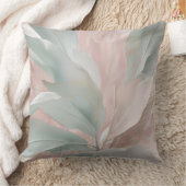 ミントグリーンとピンクの沿岸植物学プリント クッション (ブランケット)