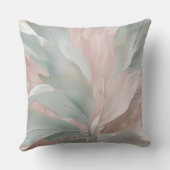 ミントグリーンとピンクの沿岸植物学プリント クッション (裏面)