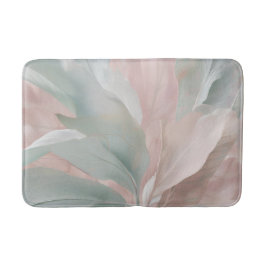 ミントグリーンとピンクの沿岸植物学プリント バスマット