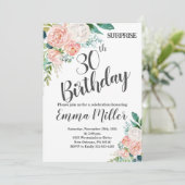 ミントグリーンとピンクの芍薬 30歳の誕生日 招待状 (スタンド正面)