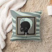 ミントグリーンとブラックのゼブラ柄 クッション (ブランケット)