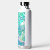 ミントグリーンとブルーの流体アート ウォーターボトル (左面)