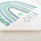 ミントグリーンとブルートーンボーホレインボー シェルパブランケット (3/4)