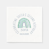 ミントグリーンとブルートーンボーホレインボー スタンダードカクテルナプキン (正面)