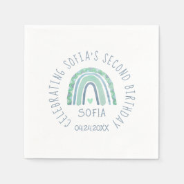 ミントグリーンとブルートーンボーホレインボー スタンダードカクテルナプキン
