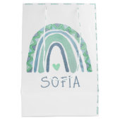 ミントグリーンとブルートーンボーホレインボー ミディアムペーパーバッグ (裏面)