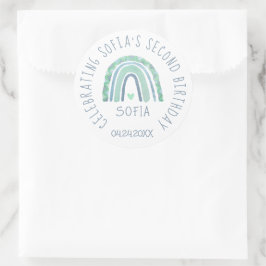 ミントグリーンとブルートーンボーホレインボー ラウンドシール