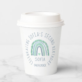 ミントグリーンとブルートーンボーホレインボー 紙コップ