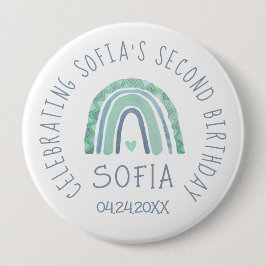 ミントグリーンとブルートーンボーホレインボー 缶バッジ