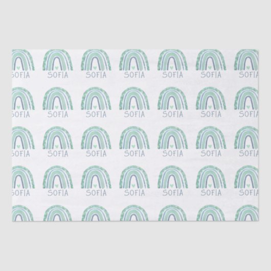 ミントグリーンとブルートーンボーホレインボー 薄葉紙 (正面)