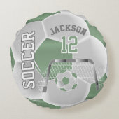 ミントグリーンとホワイトサッカー | DIY名 ラウンドクッション (裏面)