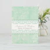 ミントグリーンとホワイトレースの結婚式招待状 招待状 (スタンド正面)