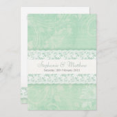 ミントグリーンとホワイトレースの結婚式招待状 招待状 (正面/裏面)