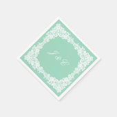 ミントグリーンとホワイトレースカクテルナプキン スタンダードカクテルナプキン (角)